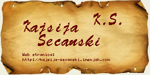 Kajsija Sečanski vizit kartica